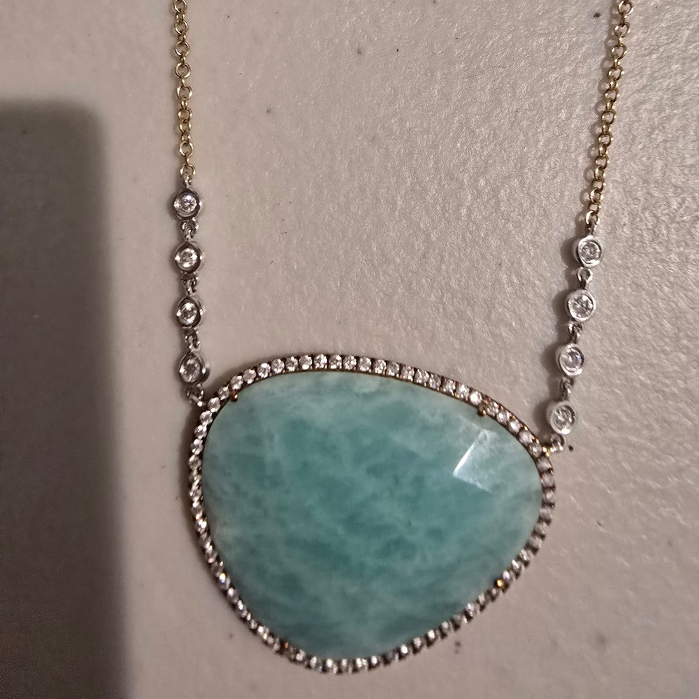 NWT Meira T Amazonite, Diamond Necklace